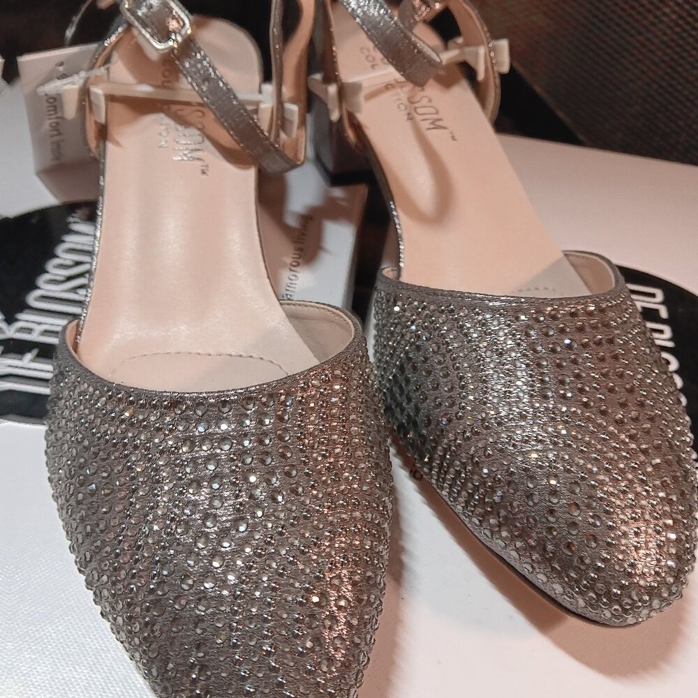 De Blossom Olivia silver sparkly glitter chunky heel NEW~